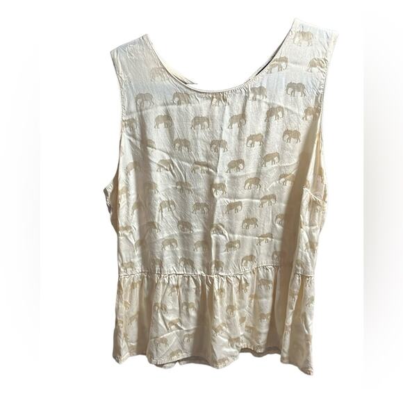 Forever 21 Elephant Motif Peplum Top sz Large - Picture 1 of 2